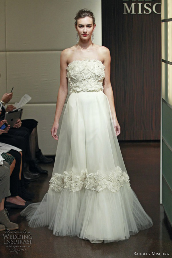 badgley mischka bridal fall 2013 gemini strapless wedding dress