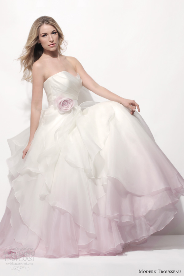 modern trousseau spring 2014 laurel ombre pink wedding dress strapless