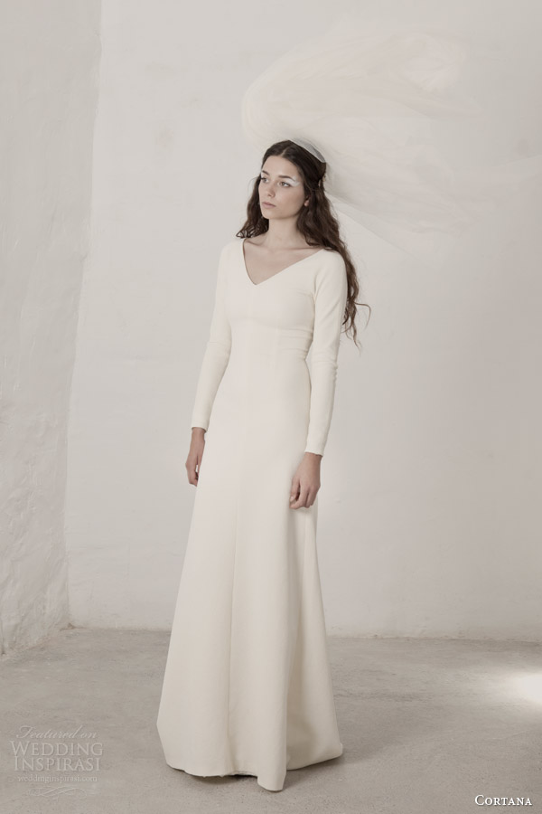 cortana 2015 bridal linda long sleeve wedding dress v neck