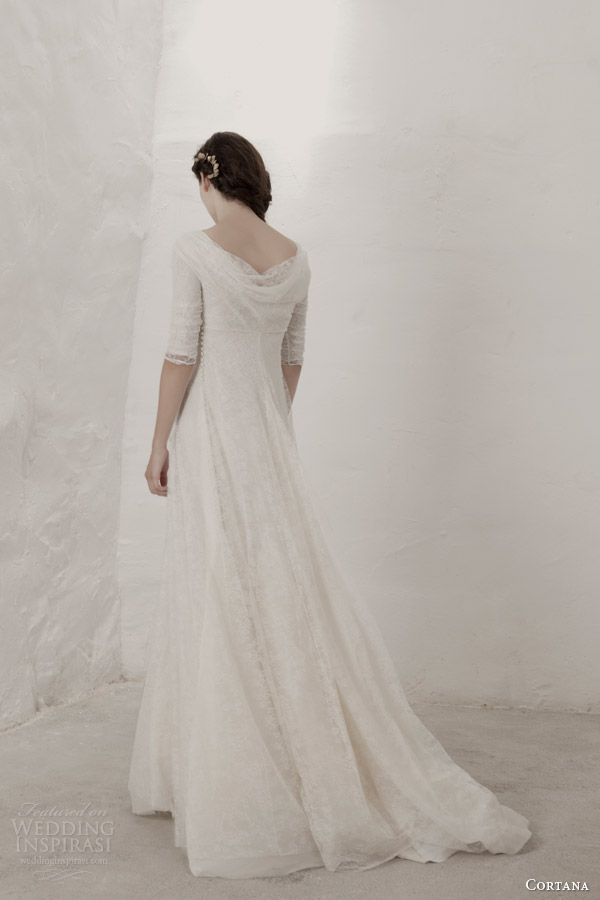 cortana bridal 2015 claudia lace wedding dress with sleeves back view