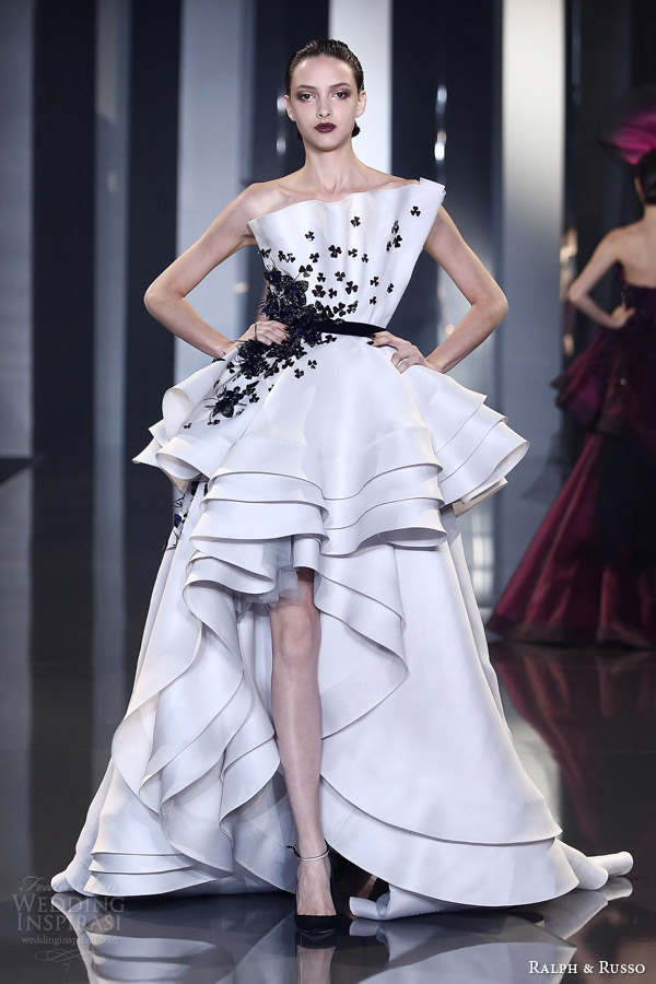 ralph and russo autumn winter 2014 2015 couture look 27 black and white origami fold dress