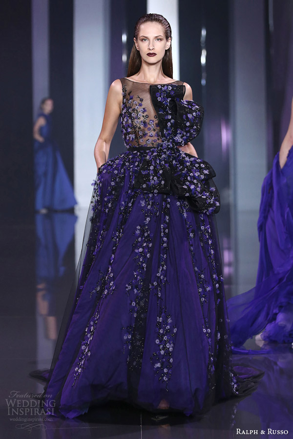 ralph and russo fall 2014 2015 haute couture look 19 sleeveless floral dress blue