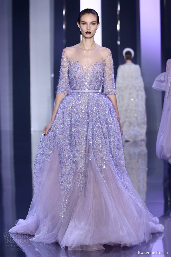 ralph and russo haute couture fall 2014 2015 look 15 lavender lilac gown with sleeves