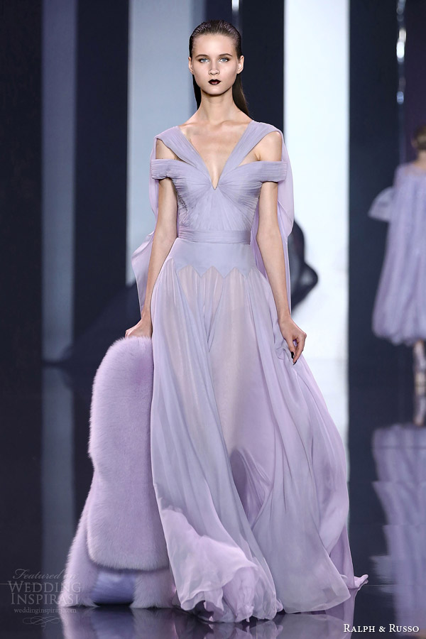 ralph and russo haute couture fall 2014 2015 look 16 lavender lilac gown draped bodice