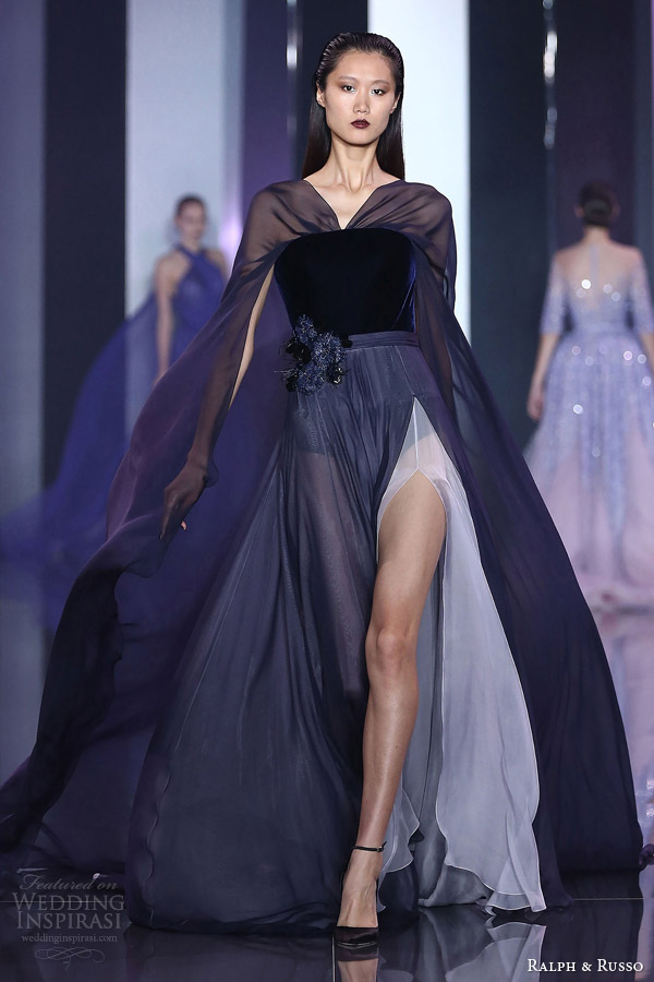 ralph and russo haute couture fall 2014 2015 look 17 dress shades of blue navy