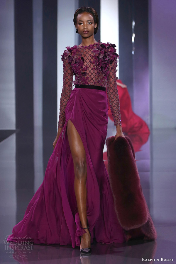 ralph and russo haute couture fall 2014 2015 look 22 long sleeve gown lattice embellished bodice