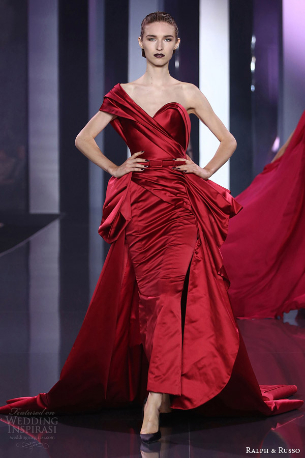 ralph and russo haute couture fall 2014 2015 look 24 one shoulder red draped gown