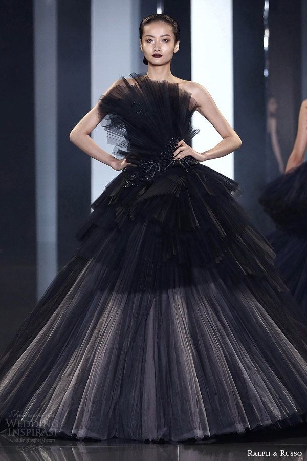 ralph russo fall winter couture 2014 2015 look 35 black beige evening dress