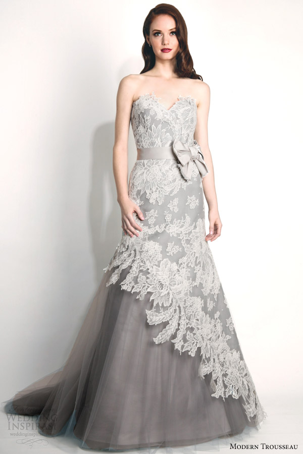 grey lace wedding dress