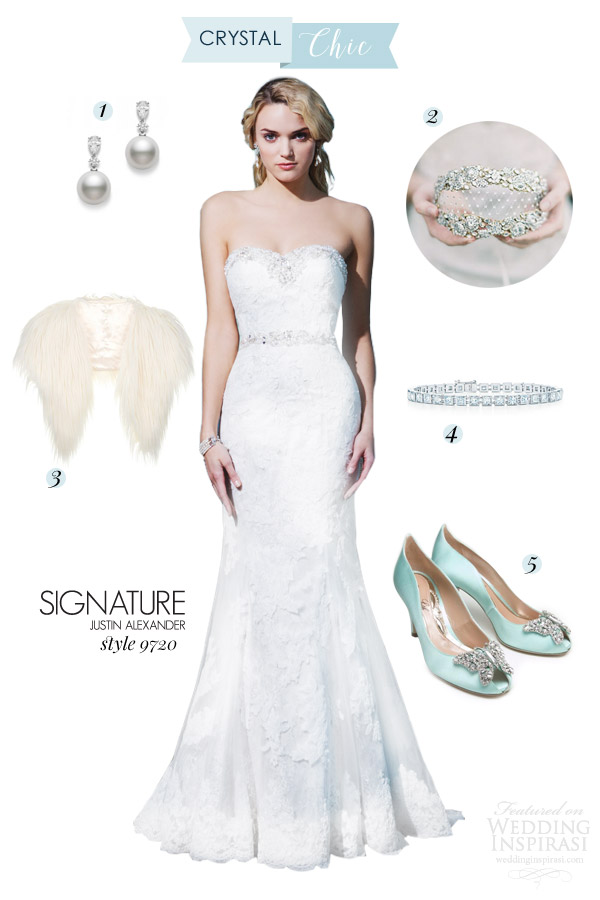 justin alexander signature bridal 9720 strapless crystal chic winter wedding dress style board