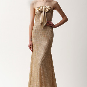 naeem khan prefall 2015 couture dresses sheer neckline gold sheath gown