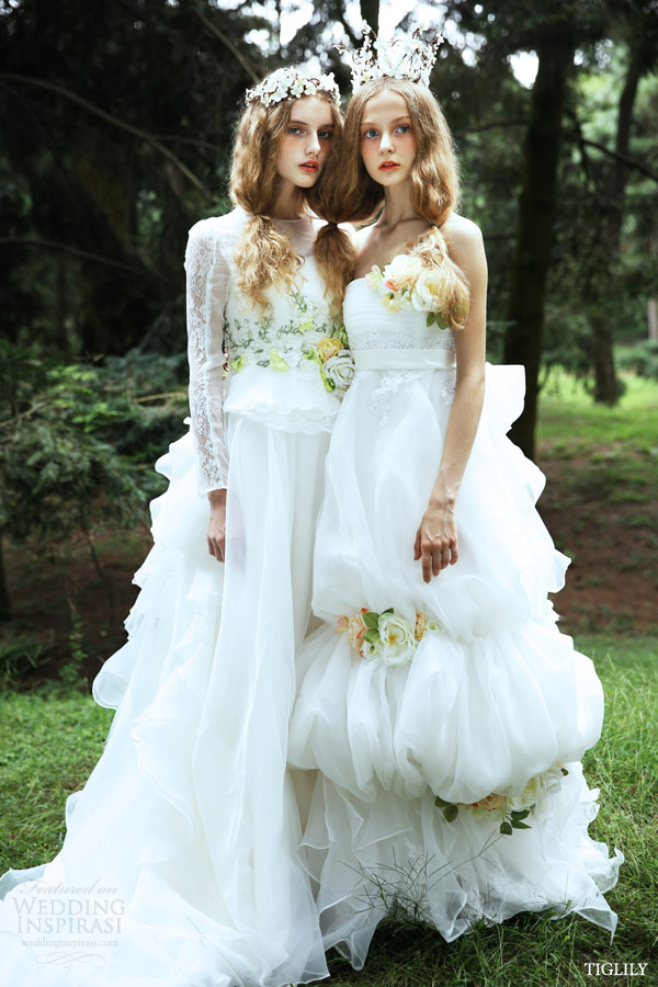 tiglily 2015 bridal amore japan romantic white wedding dresses with long sleeves style w301 strapless empire style w300
