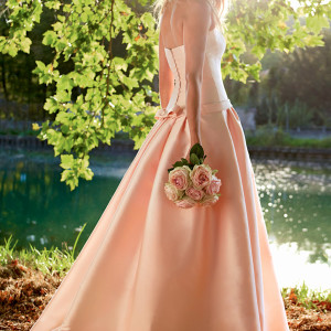 cymbeline bridal 2015 isar pink color strapless ball gown wedding dress