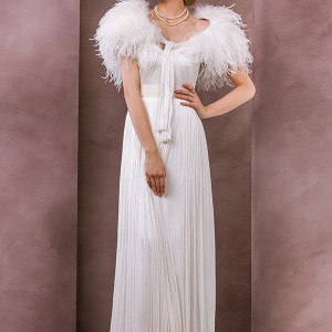 divine atelier wedding dress 2015 bridal feather bolero adora