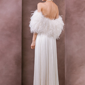 divine atelier wedding dress 2015 bridal feather bolero adora back