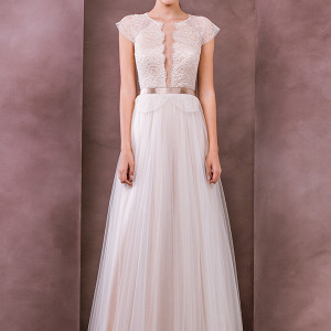 divine atelier wedding dress 2015 bridal jewel neckline cap sleeves plunging neckline tullet a line gown antonia