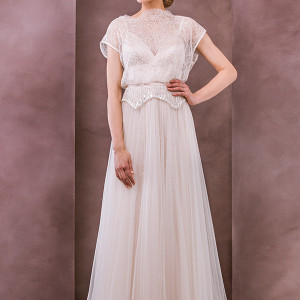 divine atelier wedding dress 2015 bridal jewel neckline short sleeves lace top a line gown anelisse