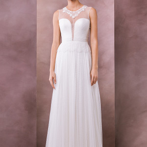 divine atelier wedding dress 2015 bridal sleeveless jewel neckline lace plunging neckline a line gown sonora