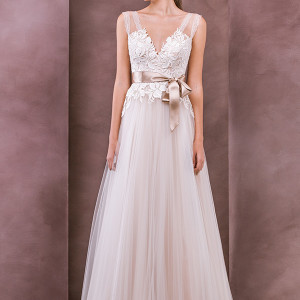 divine atelier wedding dress 2015 bridal sleeveless strap v neckline embroidery bodice tullet a line gown inna