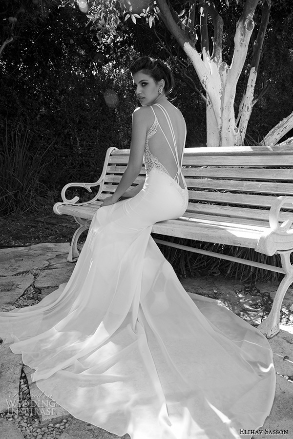 elihav sasson wedding dress 2015 ultra low back lace embroidery