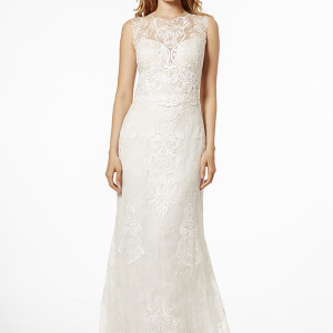 francesca miranda wedding dress fall 2015 sleeveless bateau lace sheer neckline sweetheart plunging neckline lace sheath gown anafi