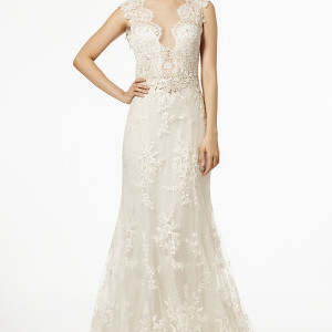 francesca miranda wedding dress fall 2015 thick lace strap plunging neckline bridal fit and flare gown palermo