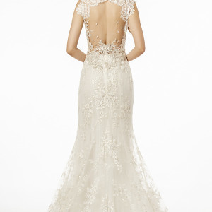 francesca miranda wedding dress fall 2015 thick lace strap plunging neckline bridal fit and flare gown palermo back