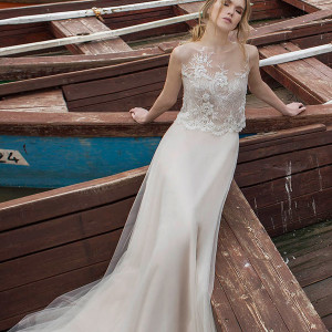 limor rosen bridal 2015 ginger wedding dress sleeveless illusion lace top