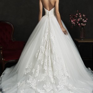 amelia sposa 2015 bridal filipina strapless ball gown wedding dress lace bodice hem skirt back view train