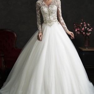 amelia sposa 2015 bridal leonor ball gown weddding dress long sleeve embellished top