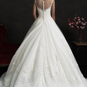 amelia sposa 2015 bridal luiza illusion neckline cap sleeve a line wedding dress back view