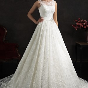 amelia sposa 2015 bridal maritza sleeveless a line lace wedding dress illusion neckline straps