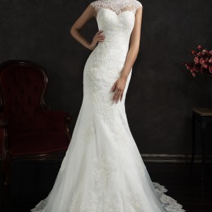 amelia sposa 2015 bridal valensia cap sleeve lace trumpet wedding dress