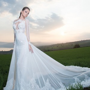 shabi and israel wedding dresses 2015 loose long sleeves keyhole neckline sheath fit and flare white dress bridal gown