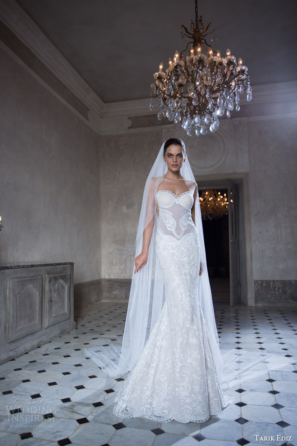 tarik ediz white 2015 radonit strapless sweetheart sheath wedding dress