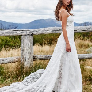 grace loves lace bridal 2015 cordelia sleeveless stretch french lace wedding dress batwing train