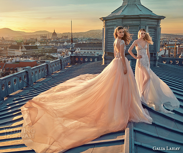 galia lahav gala fall 2016 bridal gowns stunning wedding dresses blush pink ball gown short mini skirt full length see through overskirt style 605 n 607