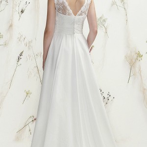 lillian west spring 2016 bridal bateau neckline sleeveless sweetheart cutout pretty a  line wedding dress style 6401 open v back