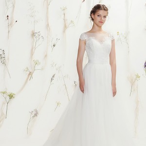 lillian west spring 2016 bridal cap sleeves bateau illusion neckline sweetheart cutout pretty tulle a  line ball gown wedding dress style 6375