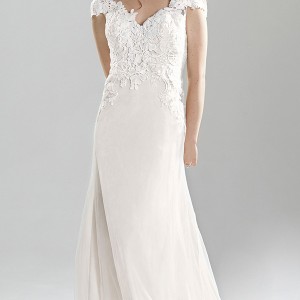 lillian west spring 2016 bridal cap sleeves sweetheart neckline lace embroidery bodice pretty sheath wedding dress style 6390