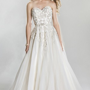 lillian west spring 2016 bridal gorgeous strapless sweetheart neckline lace embroidered beautiful ball gown a  line wedding dress style 6419