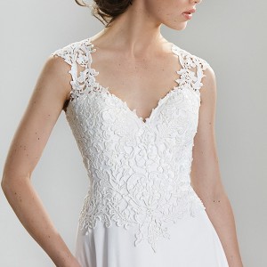 lillian west spring 2016 bridal lace strap sweetheart neckline lace embroidered bodice modified a  line wedding dress style 6398