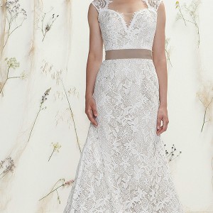 lillian west spring 2016 bridal sleeveless lace straps deep sweetheart neckline lace embroidery througout beautiful a  line wedding dress style  6418