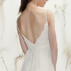 lillian west spring 2016 bridal spagetti strap sweetheart neckline lace embroidery pretty a  line wedding dress style 6395