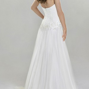 lillian west spring 2016 bridal strapless straight across neckline drop waist modified a  line wedding dress style 6397