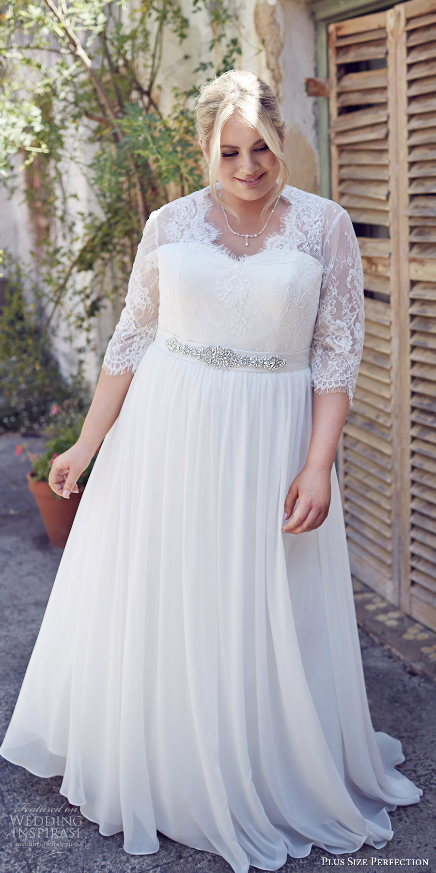 3 Plus Size Illusion Neckline Fitted Lace Wedding Dresses We Love