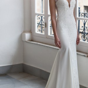 riki dalal bridal 2016 cap sleeves sweetheart illusion jewel sheath trumpet lace bodice wedding dress (1801) mv elegant