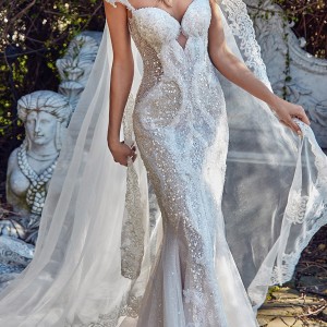 galia lahav bridal spring 2017 off shoulder beaded straps sweetheart trumpet wedding dress (avena) mv