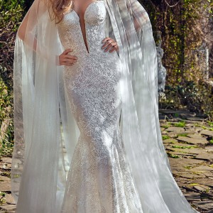 galia lahav bridal spring 2017 sleeveless lace straps split sweetheart beaded sheath wedding dress (samantha) mv sheer jane cape