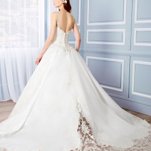 moonlight couture bridal fall 2016 sleeveless beaded straps sweetheart lace ball gown wedding dress (h1316) bv princess train
